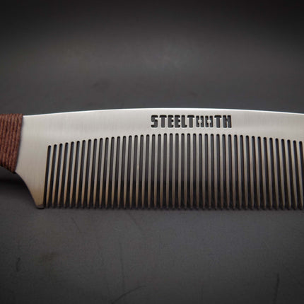 Hemp Cordage Handle Steeltooth Comb - Earth Tones