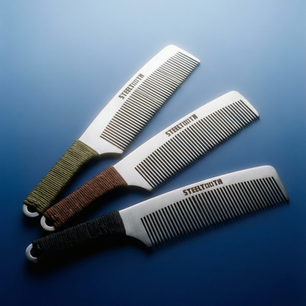Hemp Cordage Handle Steeltooth Comb - Earth Tones