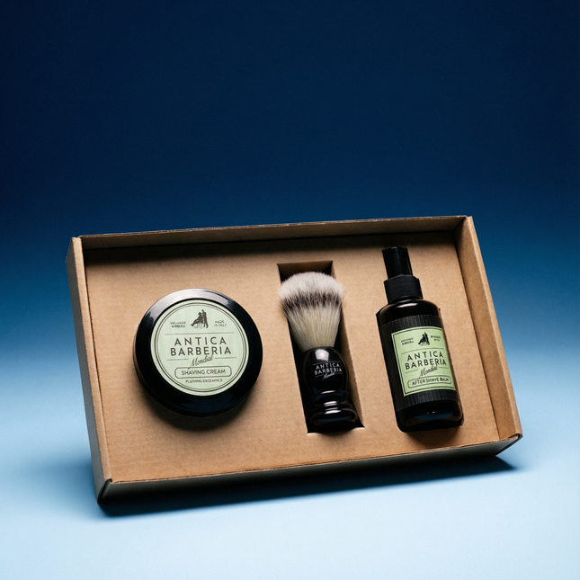 Balsamic Classic Shaving Gift Box: Brush + Aftershave Balm + Shaving Cream