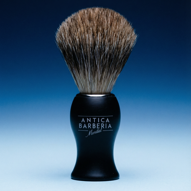 Panther Black Brushed Aluminum Lathering Brush with Best Badger Knot