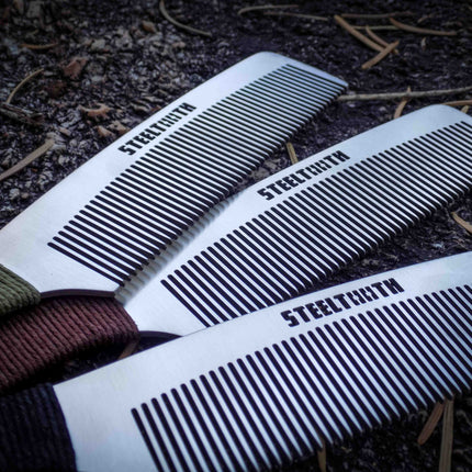 Hemp Cordage Handle Steeltooth Comb - Earth Tones