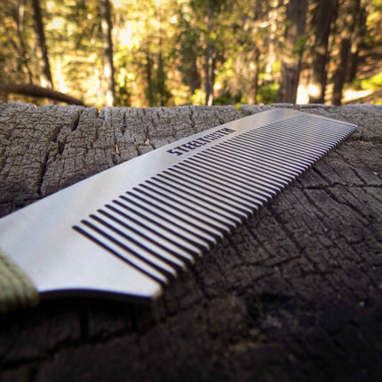 Hemp Cordage Handle Steeltooth Comb - Earth Tones